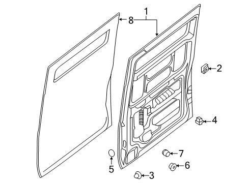 2021 Nissan NV Door & Components, Exterior Trim Diagram 5