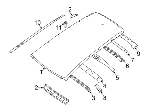 2020 Nissan Rogue Roof & Components, Exterior Trim Diagram 2