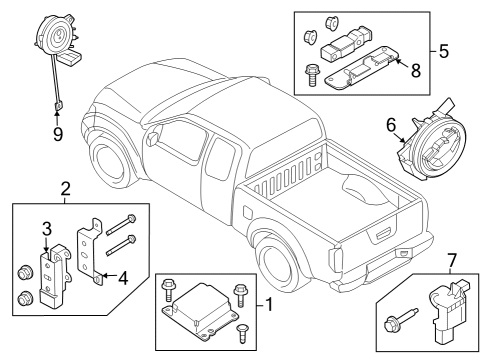 2023 Nissan Frontier SENSOR-SIDE AIR BAG,CENTER Diagram for 98820-9BU8A