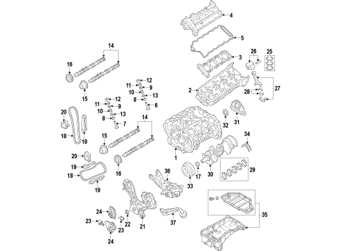 2021 Nissan NV 3500 Engine Parts, Mounts, Cylinder Head & Valves, Camshaft & Timing, Variable Valve Timing, Oil Cooler, Oil Pan, Oil Pump, Crankshaft & Bearings, Pistons, Rings & Bearings Diagram 3