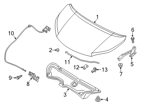 2021 Nissan NV Hood & Components Diagram