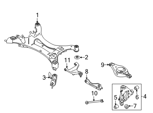 2020 Nissan Pathfinder Rear Suspension, Lower Control Arm, Upper Control Arm, Stabilizer Bar, Suspension Components Diagram 3