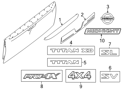 2021 Nissan Titan Exterior Trim - Pick Up Box Diagram 2