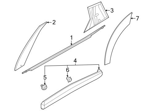 2023 Nissan ARIYA MOULDING-REAR DOOR,RH Diagram for 82870-5MR5A