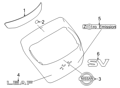 2021 Nissan Leaf Exterior Trim - Lift Gate Diagram