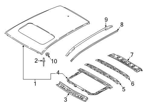 2021 Nissan Rogue Sport Roof & Components, Roof Rack, Exterior Trim Diagram 1