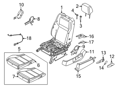 2024 Nissan Frontier Driver Seat Components Diagram 1