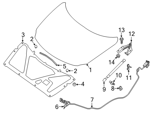 2020 Nissan Maxima Hood & Components Diagram