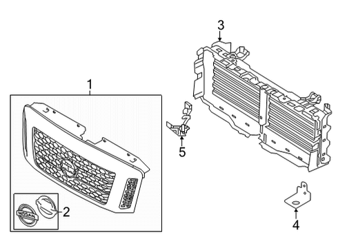 2024 Nissan Titan GRILLE ASSY-FRONT Diagram for 62310-9GK1A