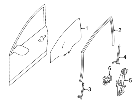 2021 Nissan Sentra Front Door Glass & Hardware Diagram 1