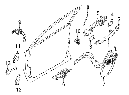 2020 Nissan Rogue Lock & Hardware Diagram 1