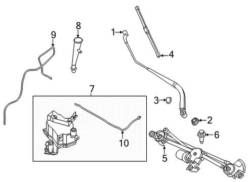 2022 Nissan Pathfinder ARM ASSY-WINDSHIELD WIPER NO 1 Diagram for 28886-6SA0B