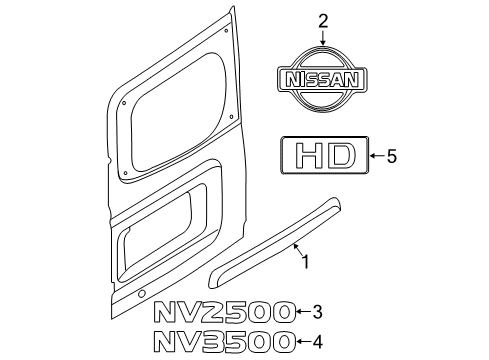 2021 Nissan NV 3500 Exterior Trim - Back Door Diagram 1