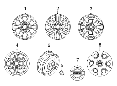 2020 Nissan Frontier Wheels, Covers & Trim Diagram