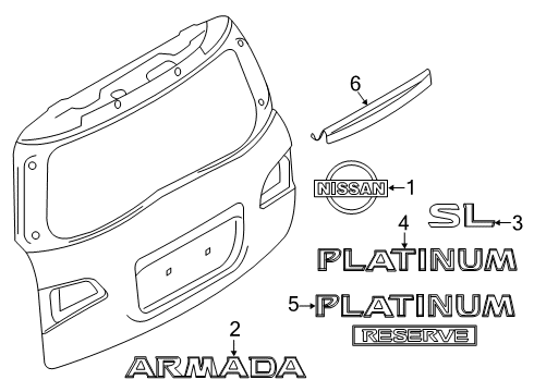 2020 Nissan Armada Exterior Trim - Lift Gate Diagram