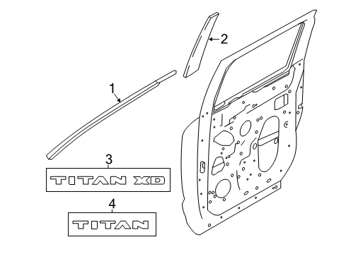 2021 Nissan Titan Exterior Trim - Front Door Diagram