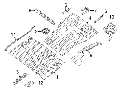 2020 Nissan Pathfinder Trailer Hitch Components, Floor & Rails Diagram 1