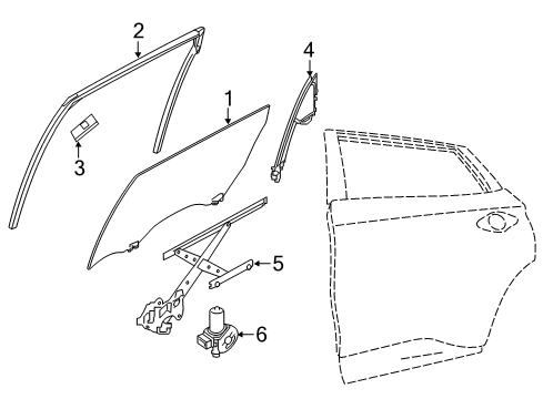 2021 Nissan Murano Front Door Glass & Hardware Diagram 2