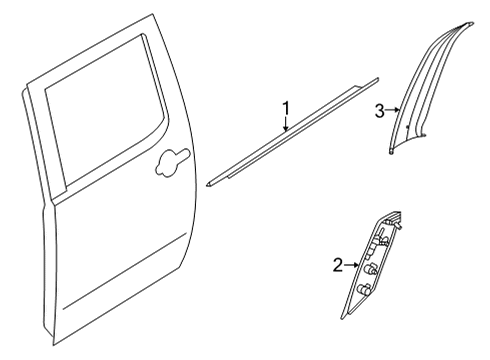 2022 Nissan Frontier Exterior Trim - Rear Door Diagram 1