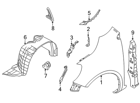 2021 Nissan Versa Fender & Components Diagram