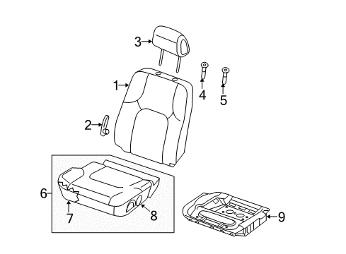 2020 Nissan Frontier Driver Seat Components Diagram 1