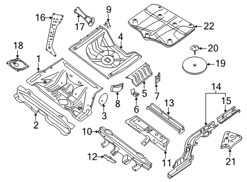 2020 Nissan Maxima Rear Body - Floor & Rails Diagram