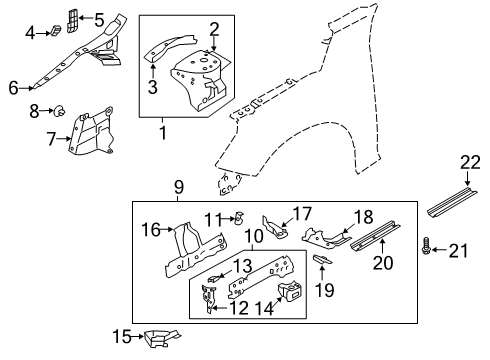 2021 Nissan Altima Structural Components & Rails Diagram