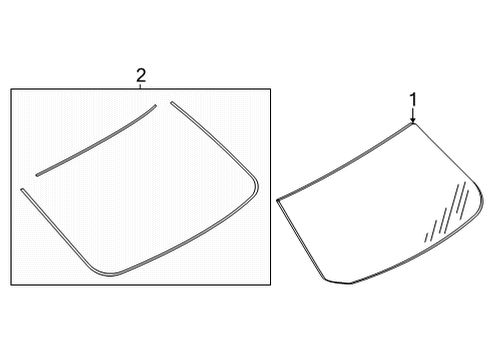 2021 Nissan Versa Glass & Hardware - Back Glass Diagram