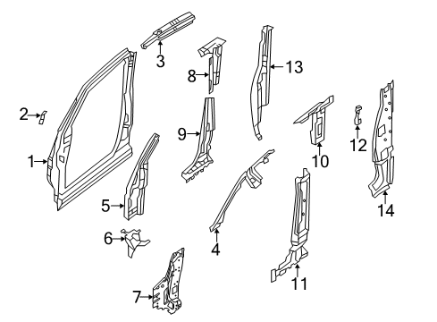 2020 Nissan NV Aperture Panel, Center Pillar, Hinge Pillar Diagram