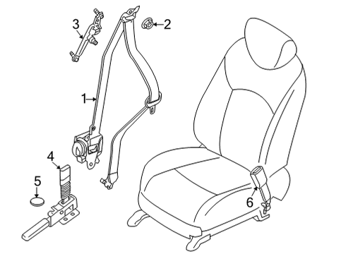 2022 Nissan Pathfinder BELT ASSY-REAR SEAT TONGUE, LH Diagram for 88885-6TA9A