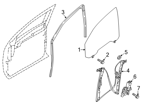 2021 Nissan Titan Front Door Glass & Hardware Diagram 1