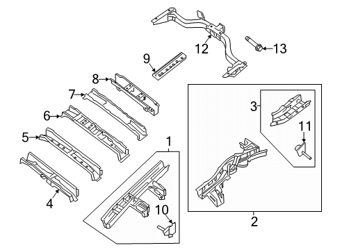 2020 Nissan Pathfinder Trailer Hitch Components, Floor & Rails Diagram 2