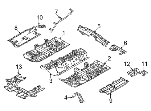 2021 Nissan Rogue Floor & Rails Diagram 1