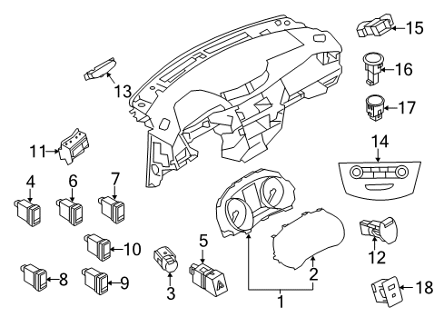 2021 Nissan Rogue Sport Cluster & Switches, Instrument Panel Diagram 2