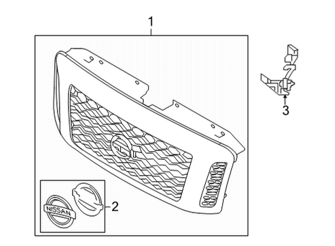 2024 Nissan Titan GRILLE ASSY-FRONT Diagram for 62310-9GK1B