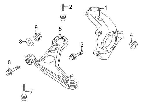 2021 Nissan Rogue Front Suspension Components, Stabilizer Bar Diagram 2