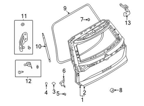 2024 Nissan Pathfinder STAY ASSY - BACK DOOR, LH Diagram for 90451-6TA1A