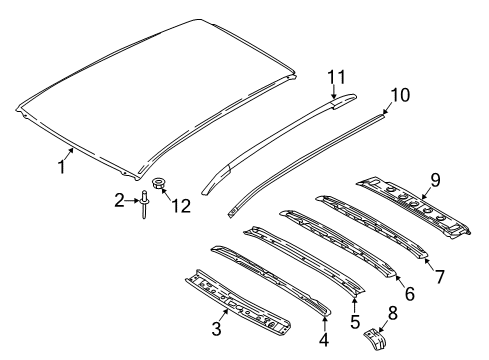 2021 Nissan Rogue Sport Roof & Components, Roof Rack, Exterior Trim Diagram 2