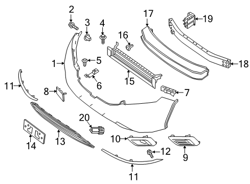 Reinforce - Front Bumper Center, Inner Diagram for 62030-9UF2A