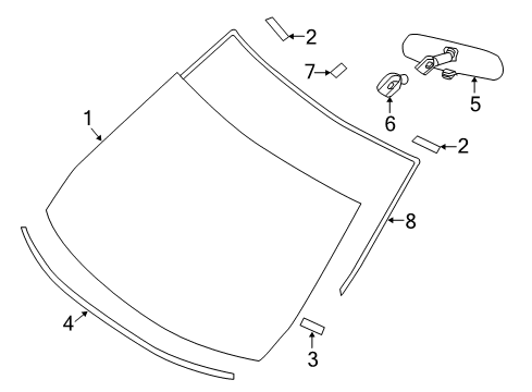 2020 Nissan Rogue Glass, Reveal Moldings Diagram