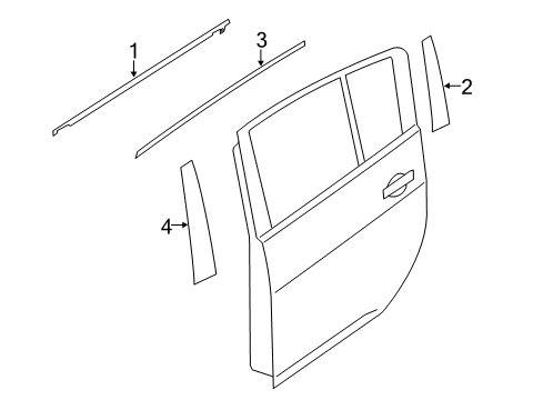 2021 Nissan Leaf Exterior Trim - Rear Door Diagram