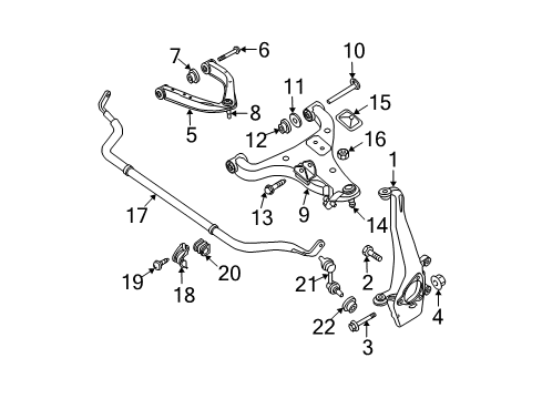 2020 Nissan Frontier Suspension Components, Lower Control Arm, Upper Control Arm, Stabilizer Bar Diagram 2