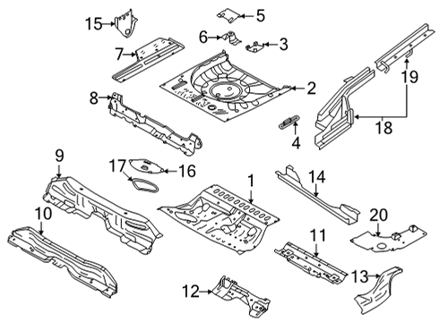 2021 Nissan Sentra Rear Floor & Rails Diagram