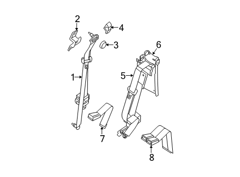 2020 Nissan Frontier Rear Seat Belts Diagram