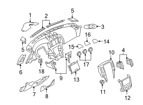 2020 Nissan 370Z Cluster & Switches, Instrument Panel Diagram 3