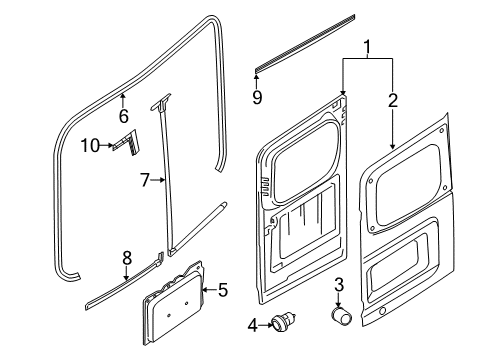 2021 Nissan NV Door & Components, Exterior Trim Diagram 2