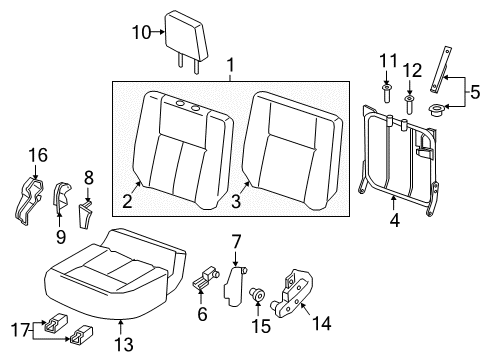 2021 Nissan Titan Rear Seat Components Diagram 2