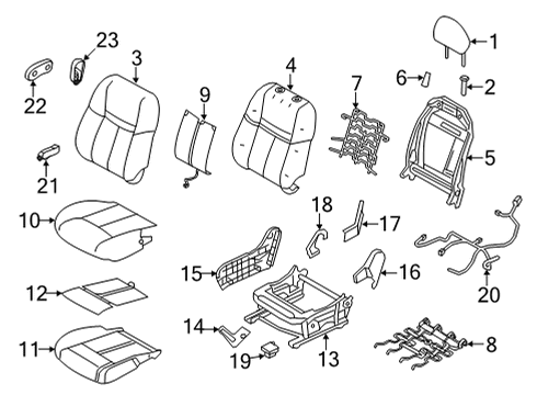 2022 Nissan Rogue Sport Passenger Seat Components Diagram 1