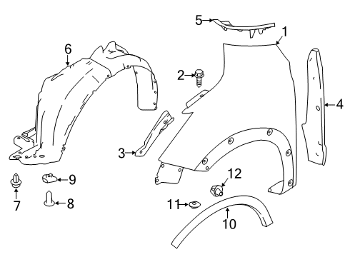 2021 Nissan Kicks Fender & Components, Exterior Trim Diagram