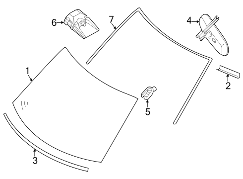 2024 Nissan Frontier Glass, Reveal Moldings Diagram